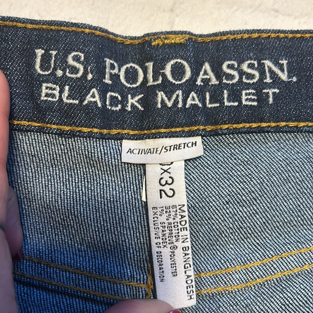 Mens denim blue  jeans US Polo Assn black Mallet jeans dark wash 30x32 GUC - Picture 2 of 7